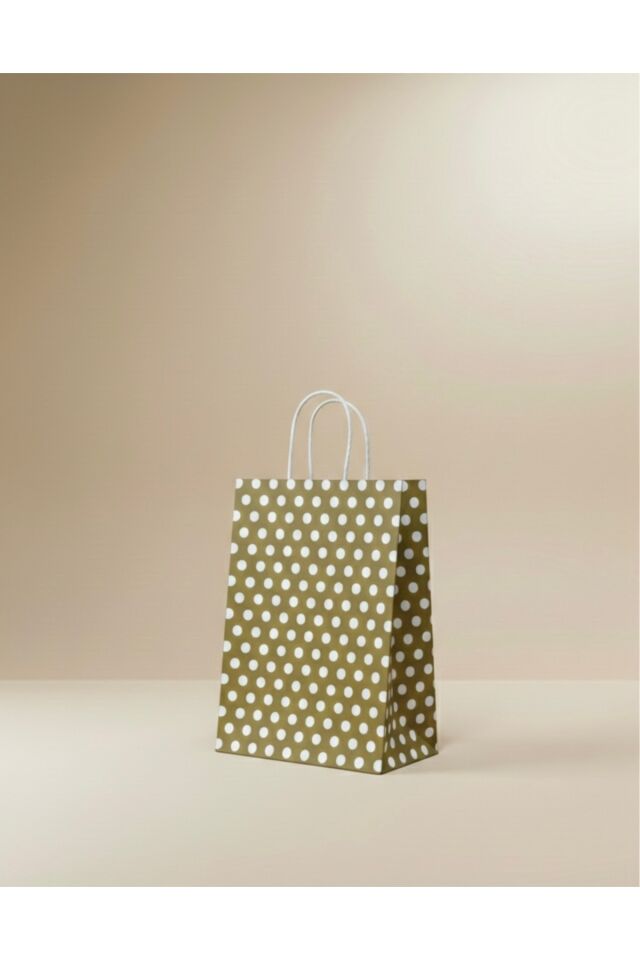 Gold Renk Beyaz Benekli Kraft Kağıt Çanta