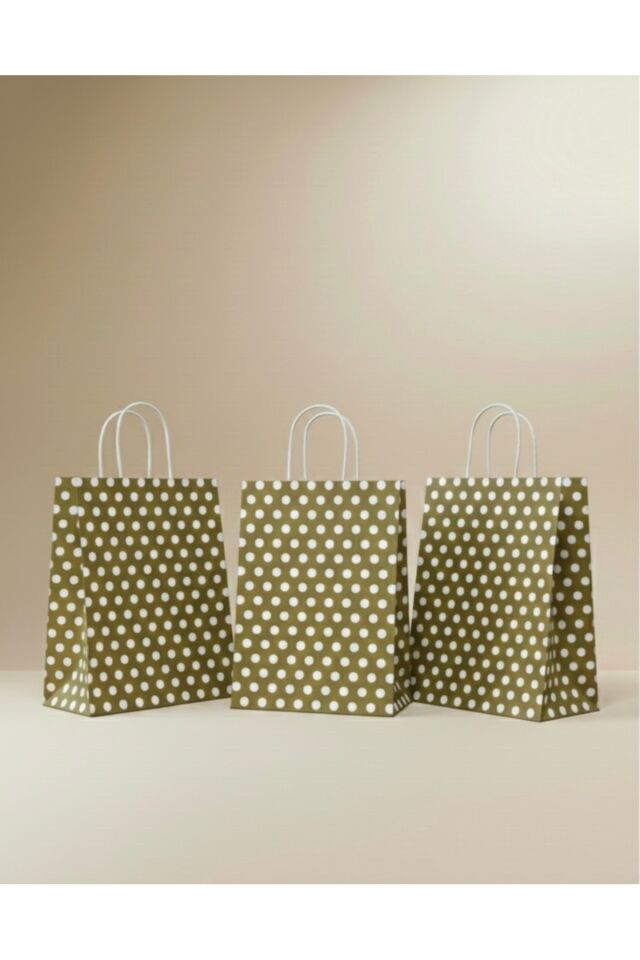 Gold Renk Beyaz Benekli Kraft Kağıt Çanta