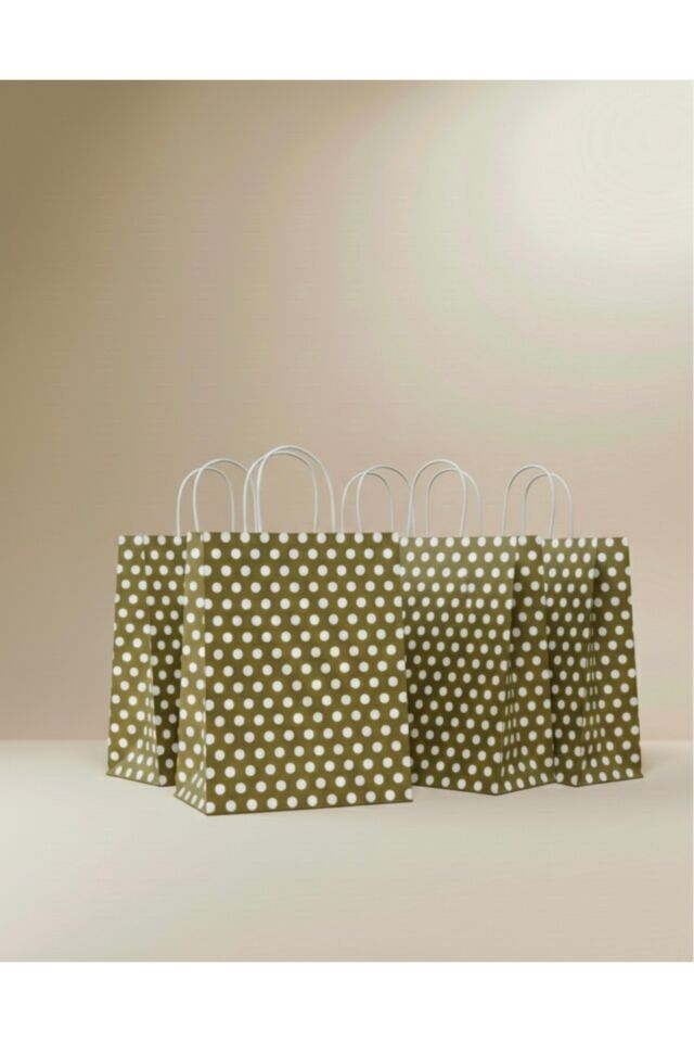 Gold Renk Beyaz Benekli Kraft Kağıt Çanta