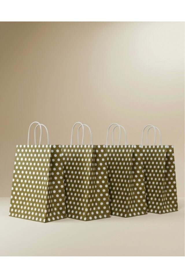 Gold Renk Beyaz Benekli Kraft Kağıt Çanta