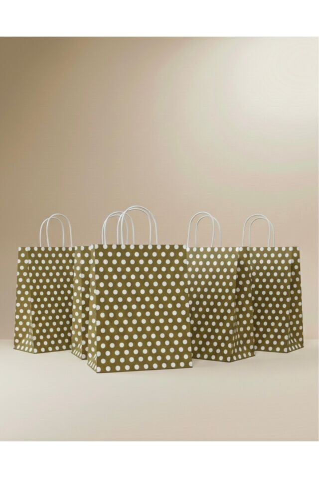 Gold Renk Beyaz Benekli Kraft Kağıt Çanta