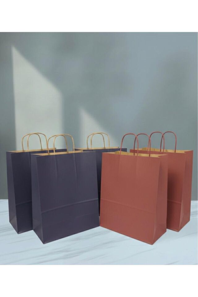 Bordo / Lacivert Renkli Kraft Kağıt Çanta