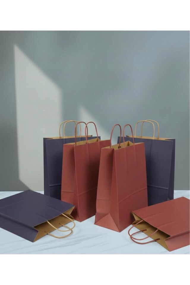 Bordo / Lacivert Renkli Kraft Kağıt Çanta