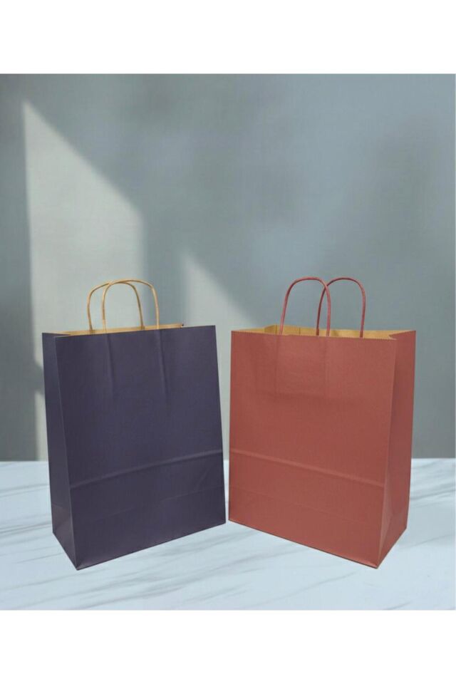 Bordo / Lacivert Renkli Kraft Kağıt Çanta