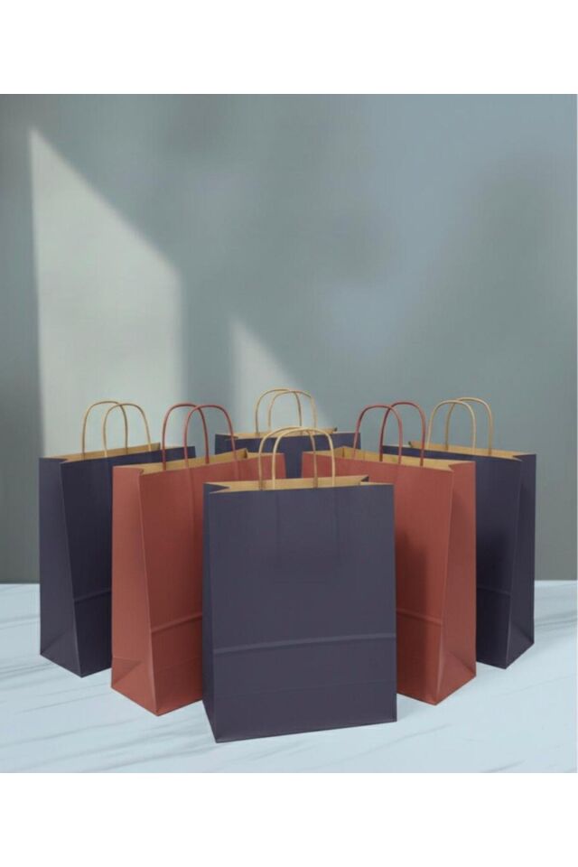 Bordo / Lacivert Renkli Kraft Kağıt Çanta