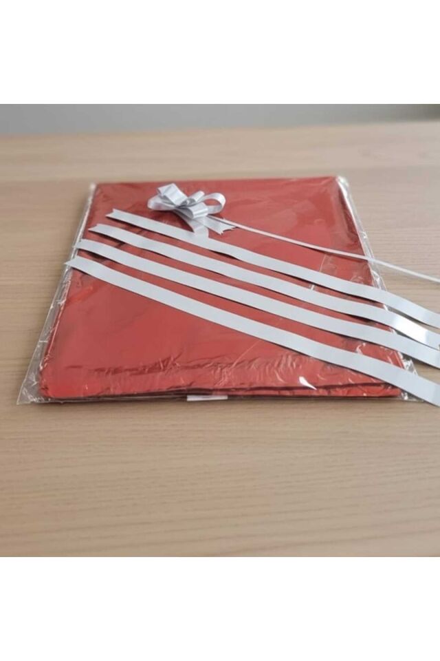 Kırmızı Hediye Paketi + 19x45 Cm Beyaz Çekmeli Fiyonk