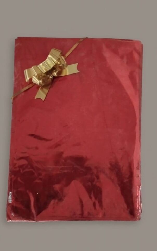 Kırmızı Hediye Paketi + 19x45 Cm Metalize Gold Çekmeli Fiyonk