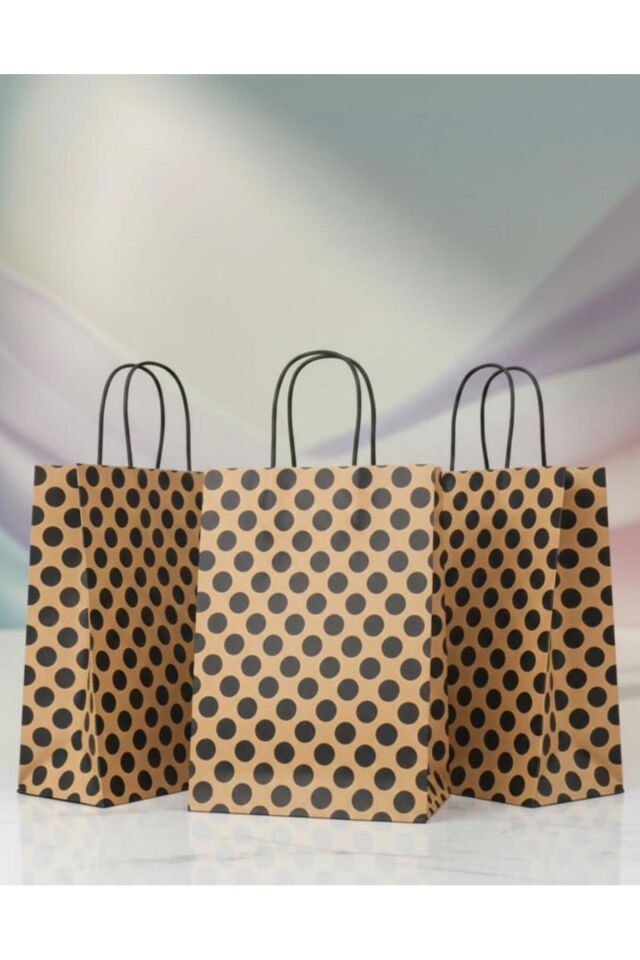 Siyah Benekli Kraft Kağıt Çanta