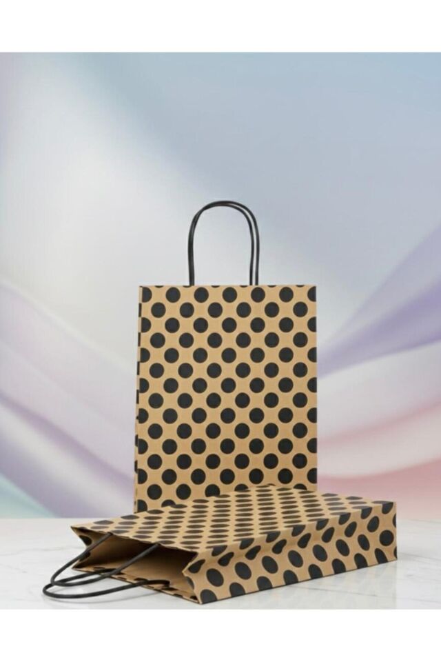 Siyah Benekli Kraft Kağıt Çanta