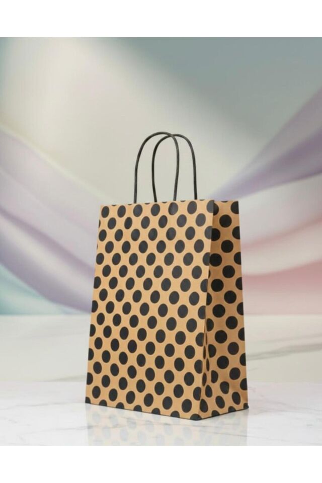 Siyah Benekli Kraft Kağıt Çanta