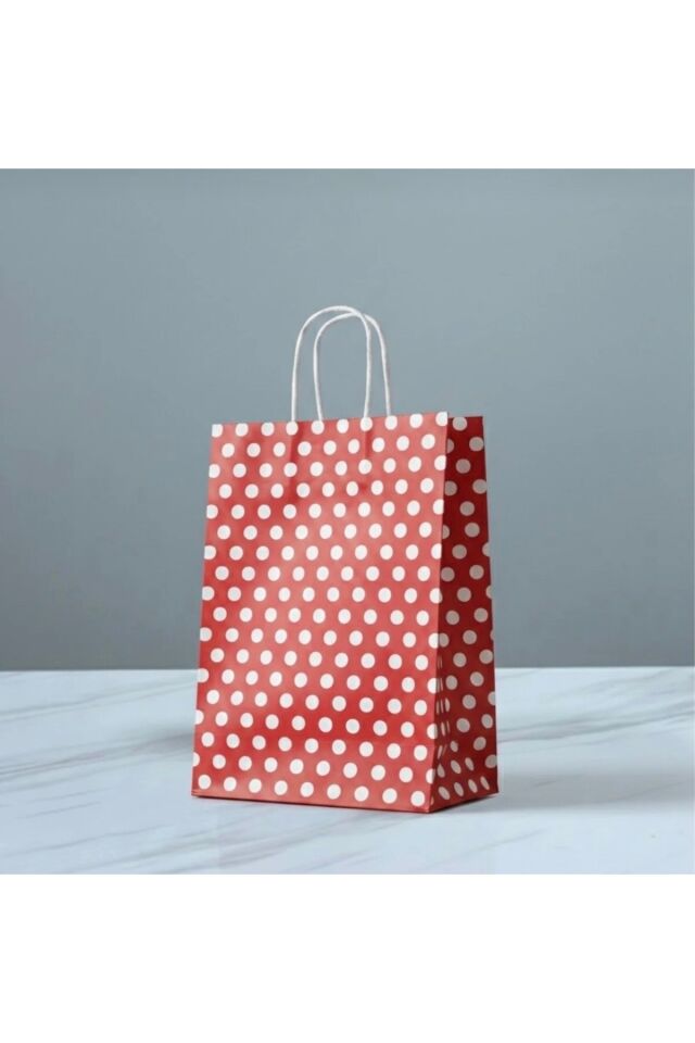 Renkli Benekli Set Kraft Kağıt Çanta