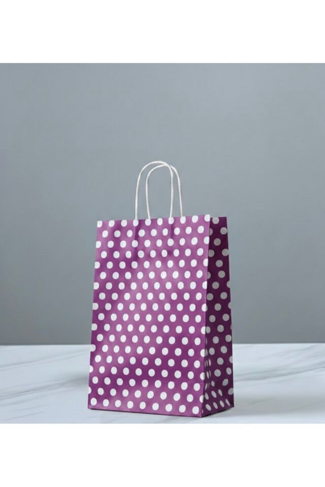 Renkli Benekli Set Kraft Kağıt Çanta