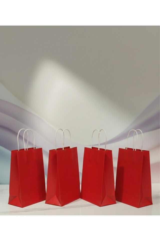 Kırmızı Renkli Kraft Kağıt Çanta