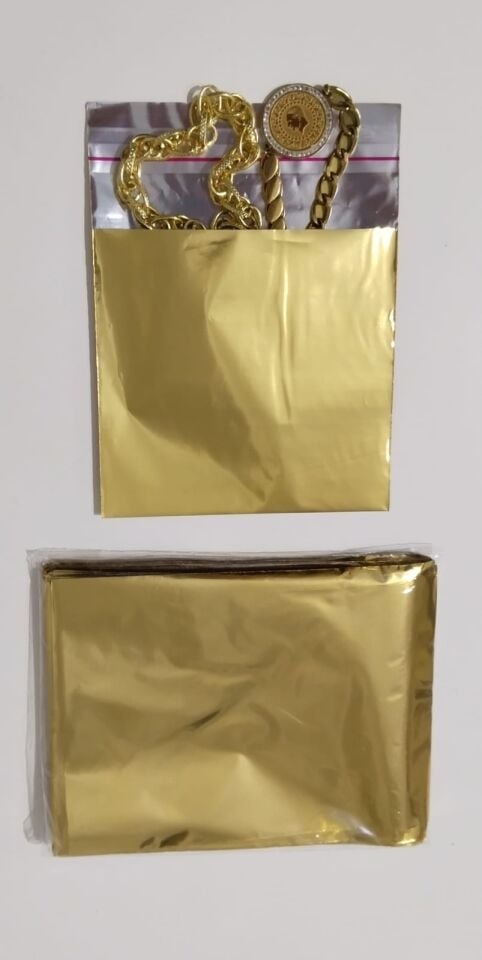Lüks Parlak Kırmızı Yapışkanlı Metalize (9x12 cm) Takı, Bujiteri, Kına, Düğün Hediye Paketi