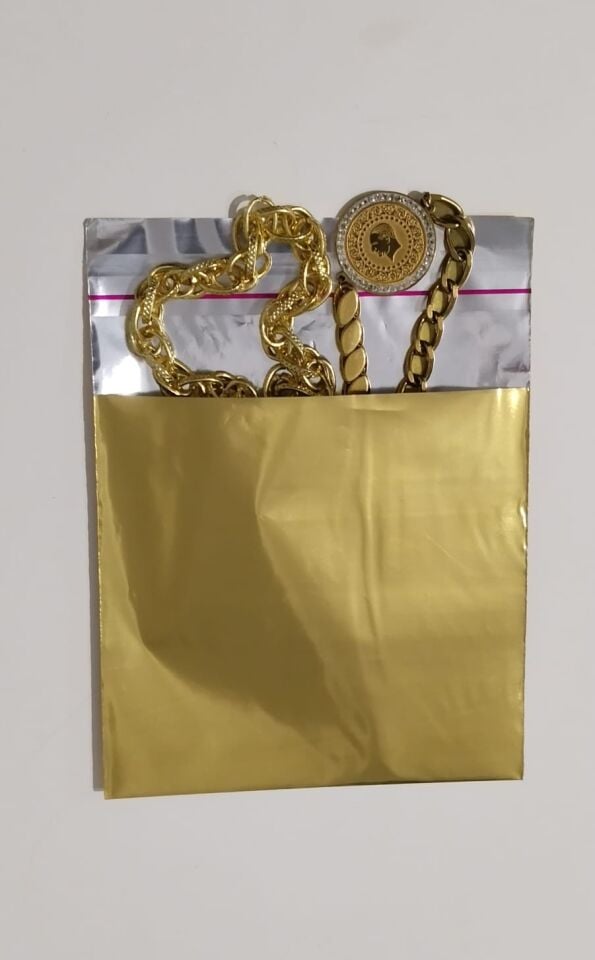 Lüks Parlak Kırmızı Yapışkanlı Metalize (9x12 cm) Takı, Bujiteri, Kına, Düğün Hediye Paketi