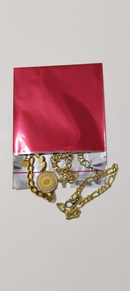 Lüks Parlak Kırmızı Yapışkanlı Metalize (9x12 cm) Takı, Bujiteri, Kına, Düğün Hediye Paketi