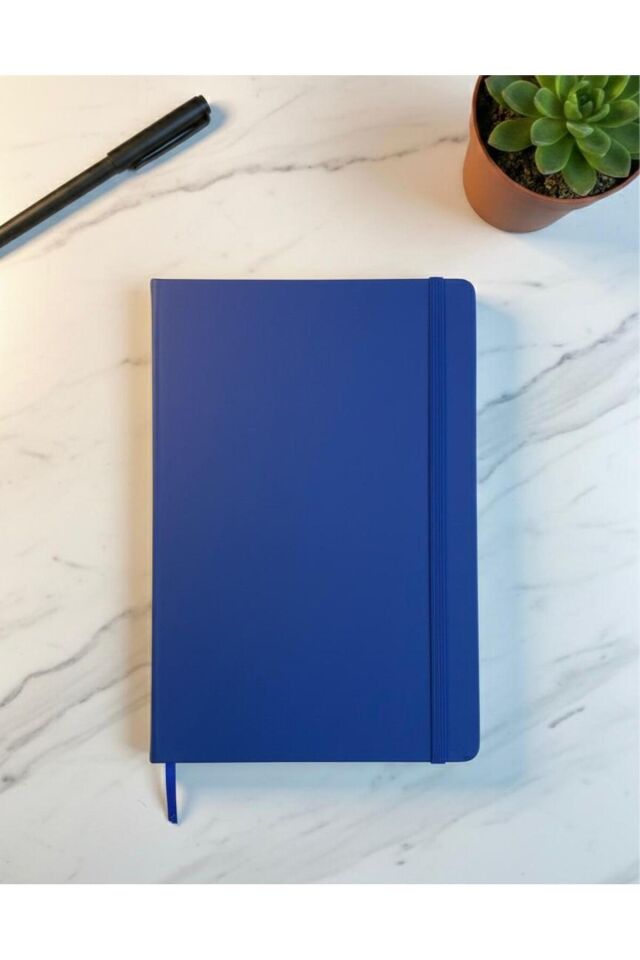 14x21 Cm Lacivert Termoderi Kapaklı Lastikli Çizgisiz 80 Yaprak Defter