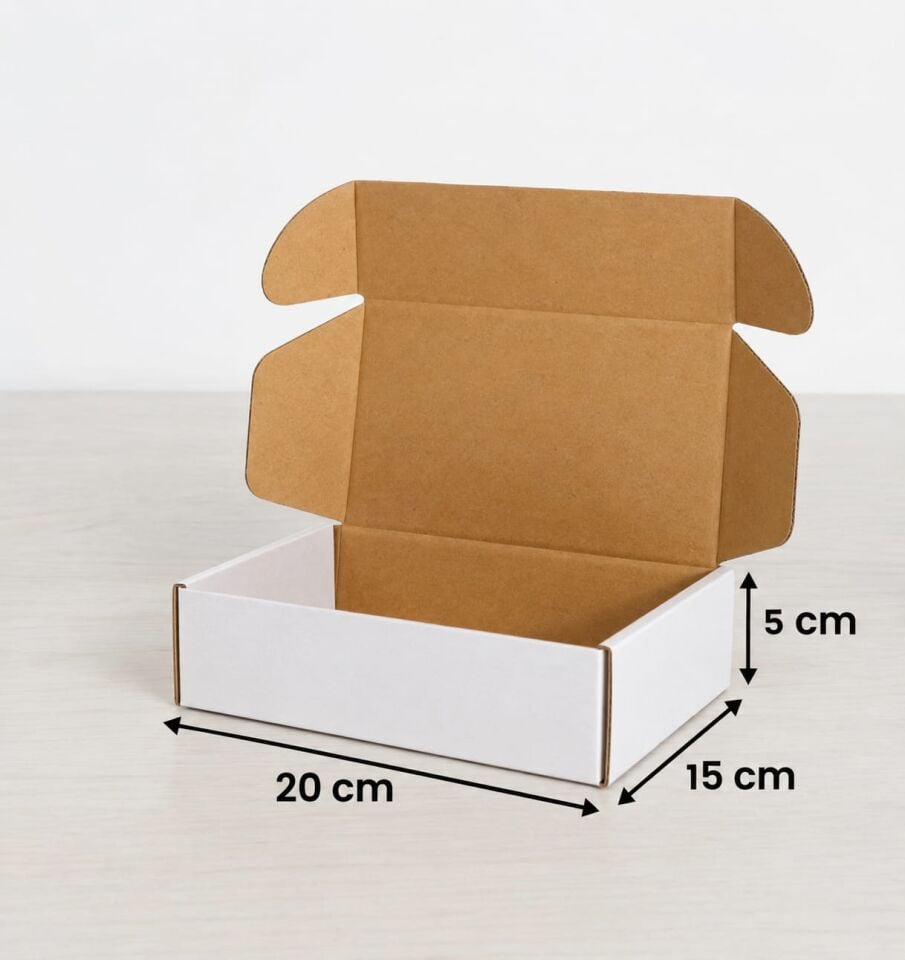 20x15x5 Cm Beyaz ( Tabanı Siyah Şeritli ) Kilitli E-Ticaret Kargo Kutusu