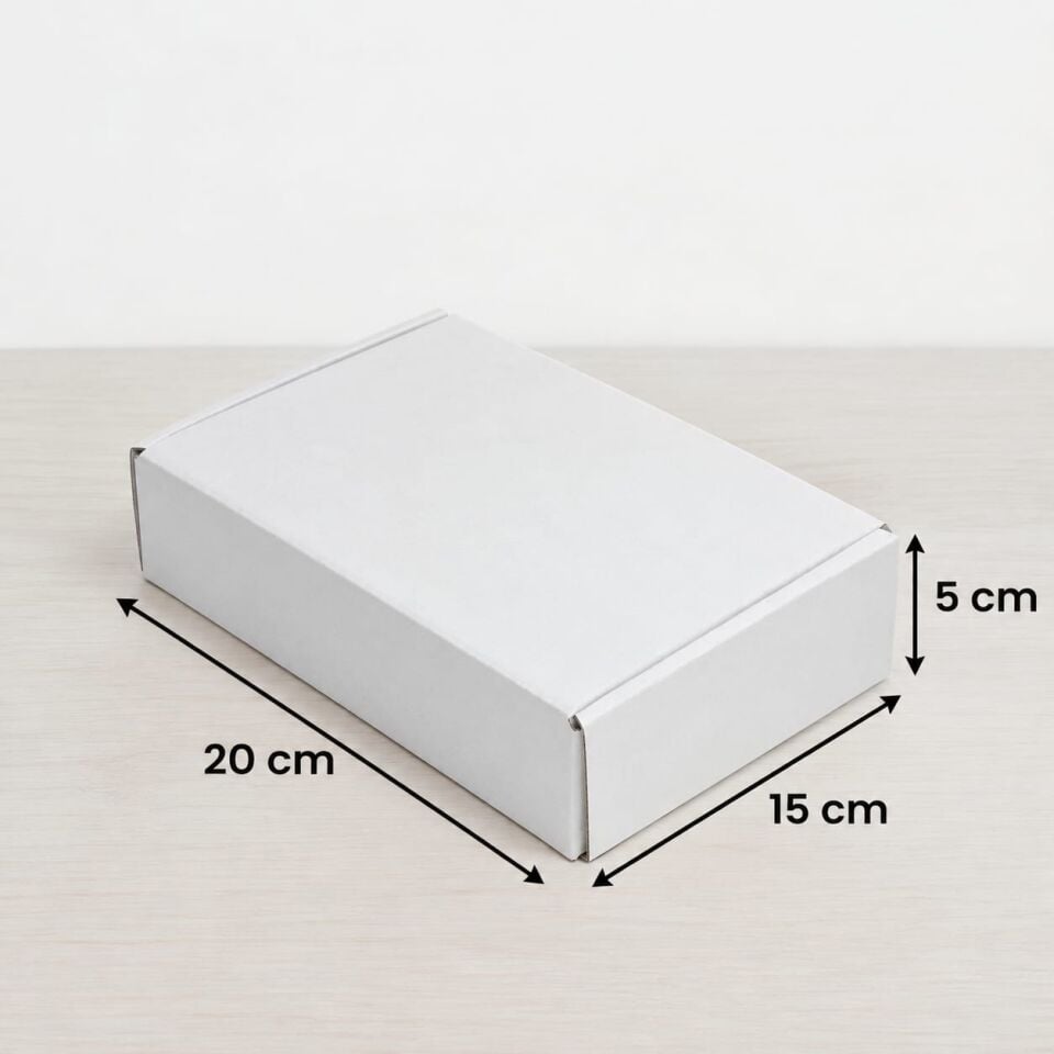 20x15x5 Cm Beyaz ( Tabanı Siyah Şeritli ) Kilitli E-Ticaret Kargo Kutusu