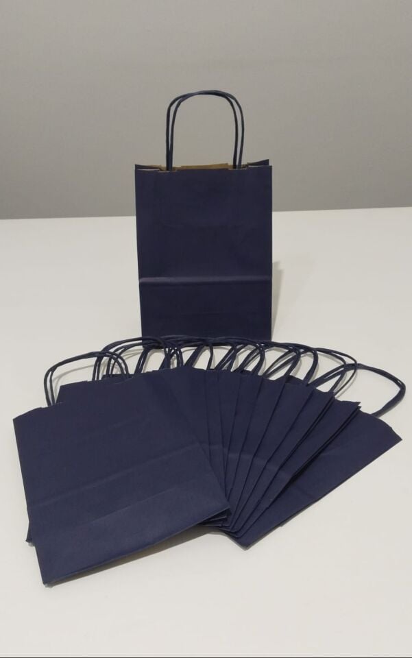 Kraft Kağıt Çanta Lacivert - 50 Adet - 15x8x20