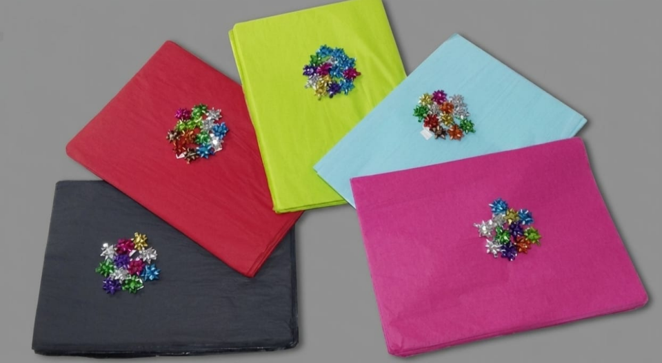 50x70 Cm Pelur Kağıdı + Yapışkanlı Yıldız Paket Süsü