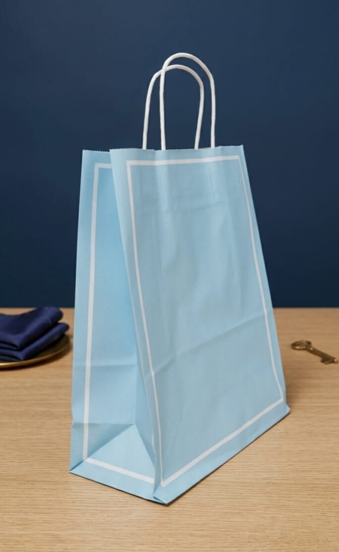 Kraft Kağıt Çanta  25x12x31  - 50 Adet - Mavi