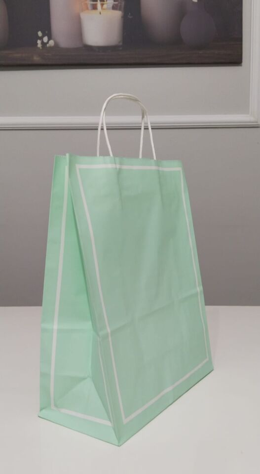 Kraft Kağıt Çanta  25x12x31  - 1 Adet - Yeşil