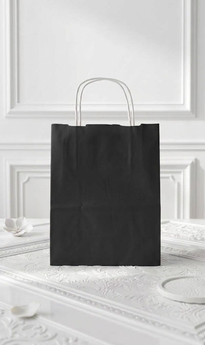 Kraft Kağıt Çanta Siyah - 15x8x20 - 50 Adet