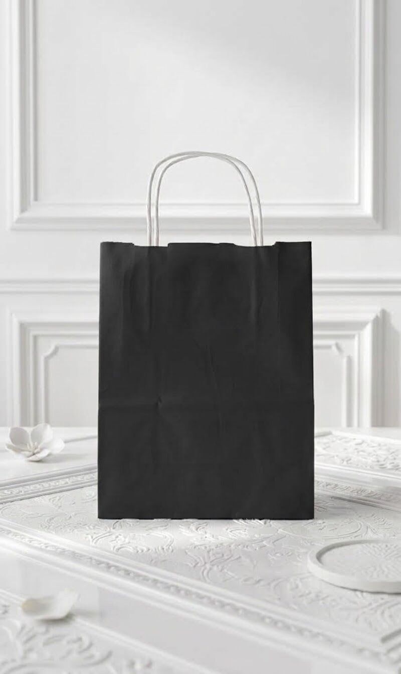 Kraft Kağıt Çanta Siyah - 15x8x20 - 1 Adet
