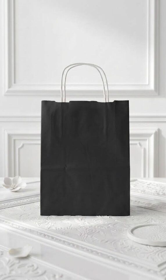 Kraft Kağıt Çanta Siyah - 15x8x20 - 1 Adet
