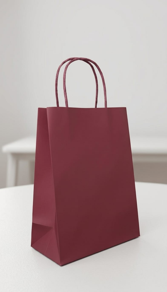 Kraft Kağıt Çanta Bordo - 15x8x20 - 100 Adet