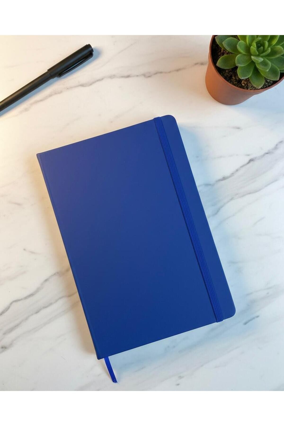 14x21 Cm Lacivert Termoderi Kapaklı Lastikli Çizgisiz 80 Yaprak Defter Lacivert